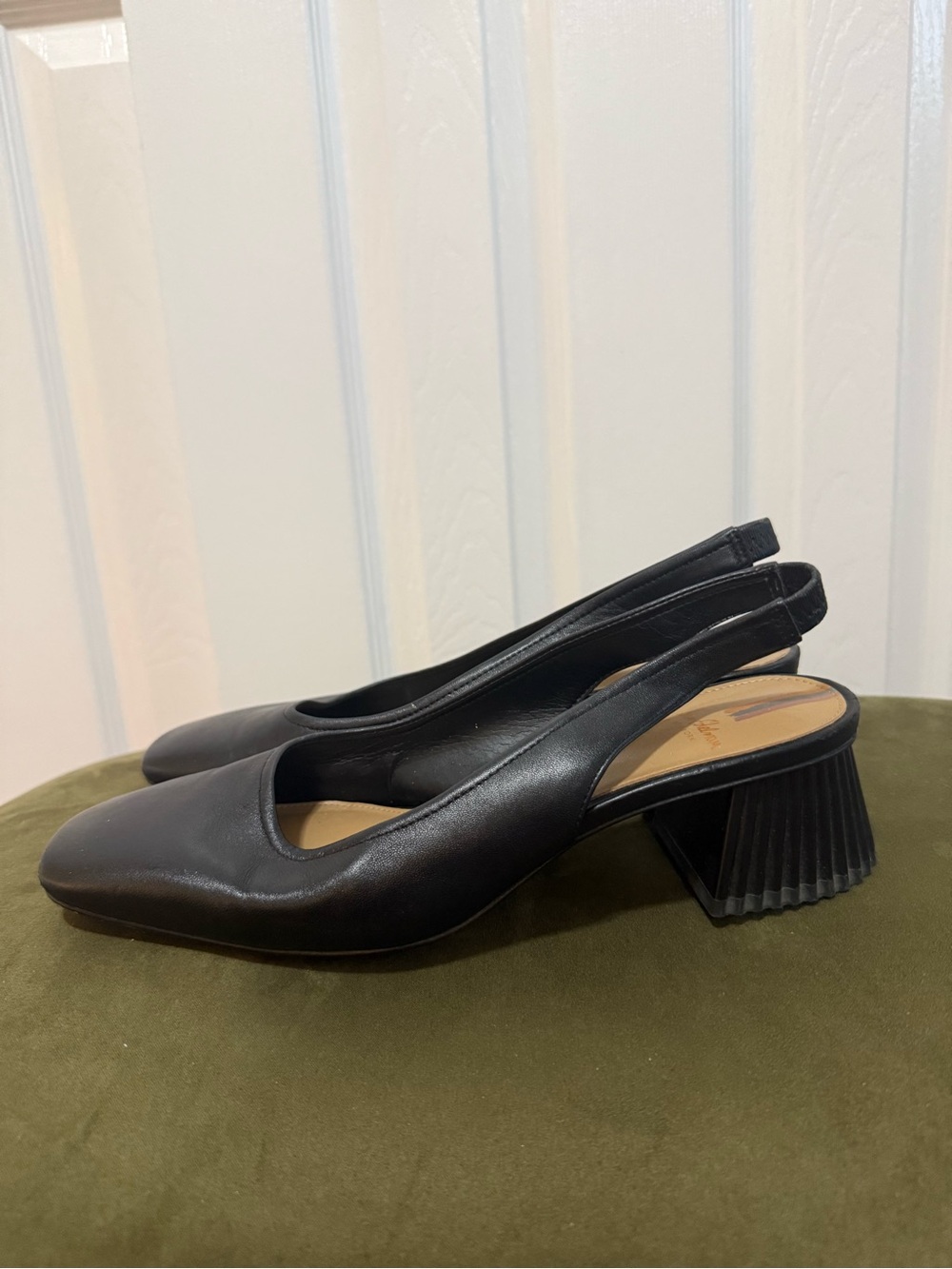 Sam Edelman Terra Black Leather Slingback Pumps Size 7.5